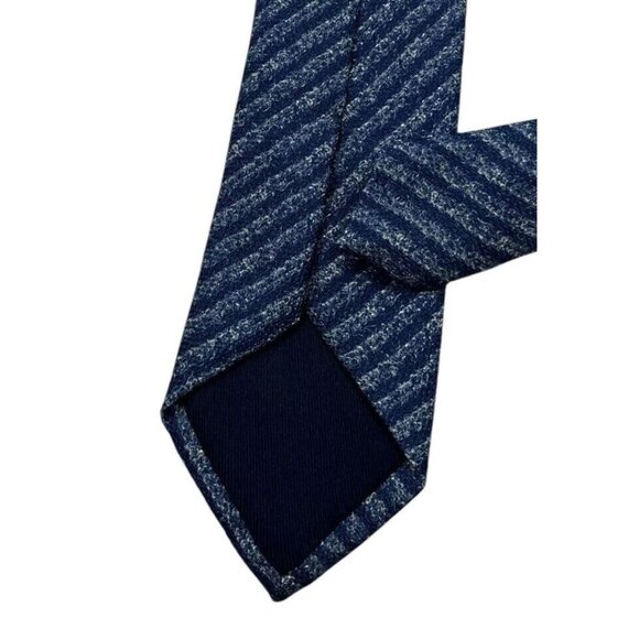 BOGLIOLI Men's Wool Silk Necktie LUXURY Tie Blue Striped W:3.1" EUC - Picture 5 of 5